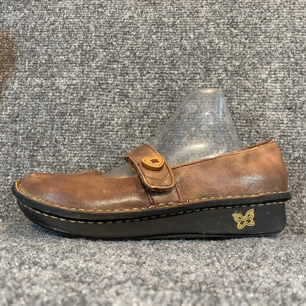 Alegria Paloma Brown Leather Clogs Mules Women Size 37 US 7 Comfort Nursing Shoe